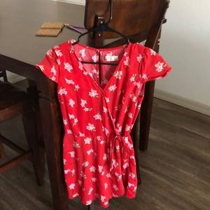 Floral Red romper